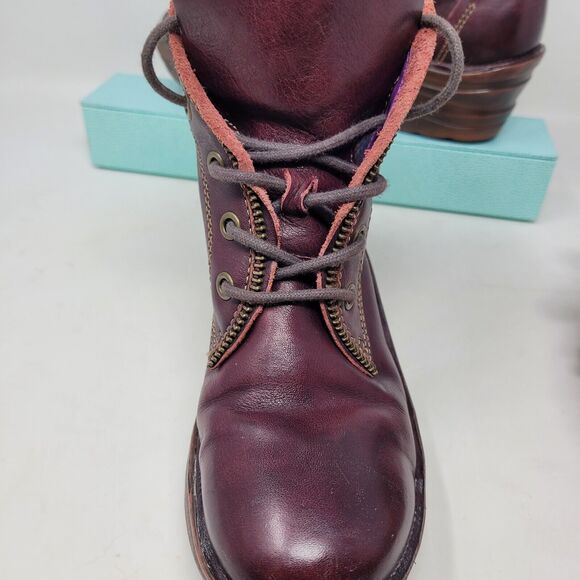 Bionica Rangeley Oxblood Red Leather Lace-Up Ankle Booties Womens Sz 7.5M Boot - Picture 5 of 8